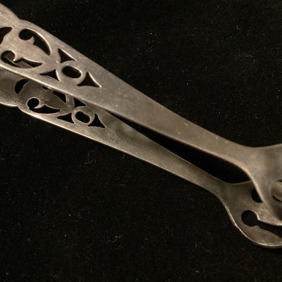 ANTIQUE VINTAGE STERLING SILVER SUGAR TONGS ART DECO - Picture 4 of 5